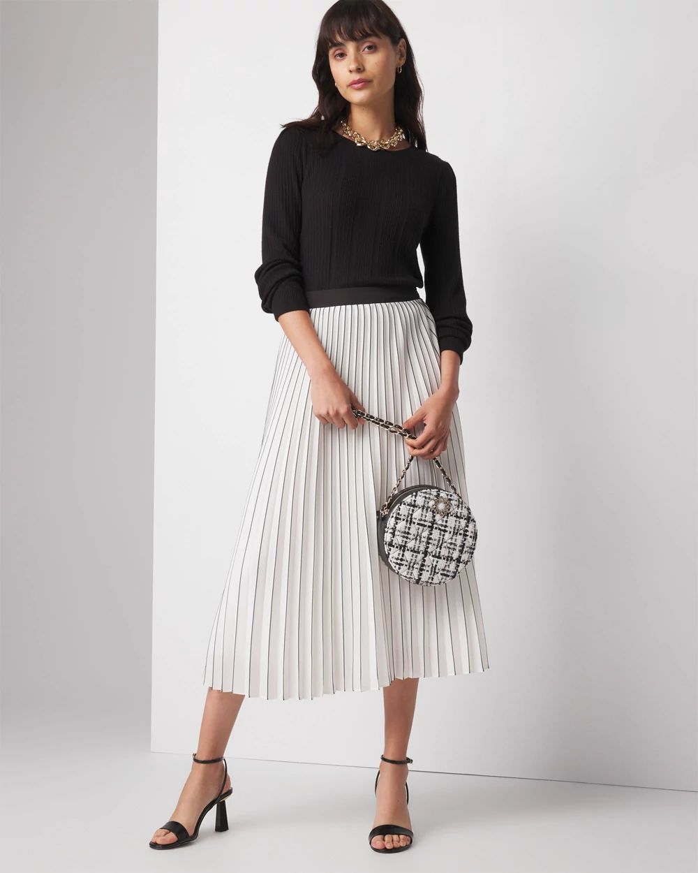 Smocked Pleated Midi Skirt | White House Black Market